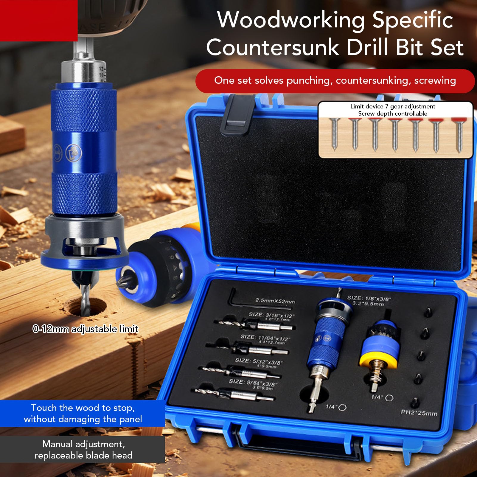 FTVOGUE Frese per Svasare Svasatori 3.2-4.8mm per Legno e Metallo