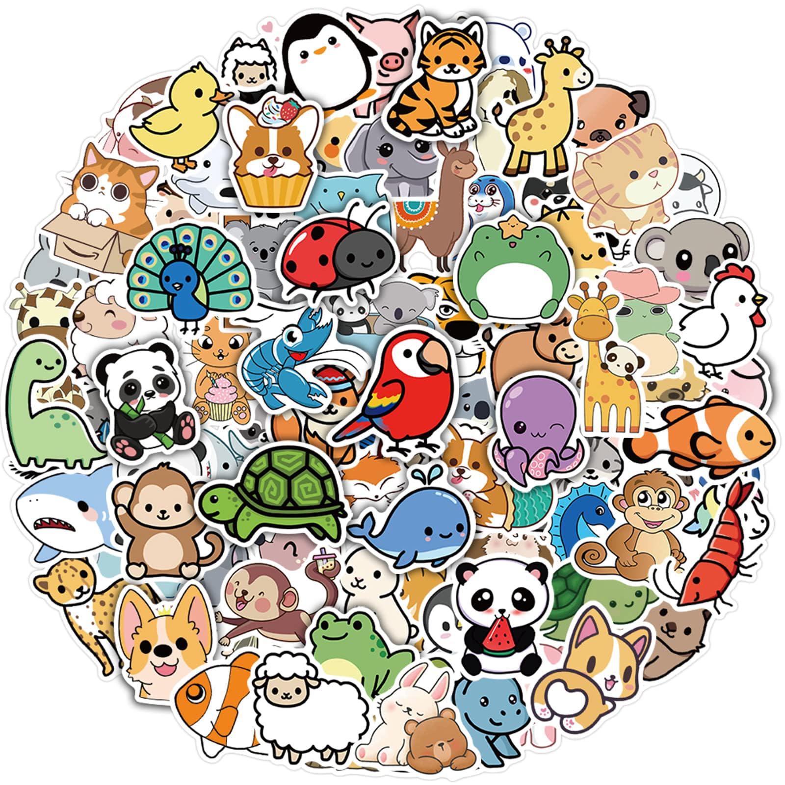 Irikdescia® 100 pegatinas bonitas de animales para niños, vinilo impermeable y lindo, pegatinas estéticas para teléfono, monopatín, portátil, para niñas/niños, adolescentes