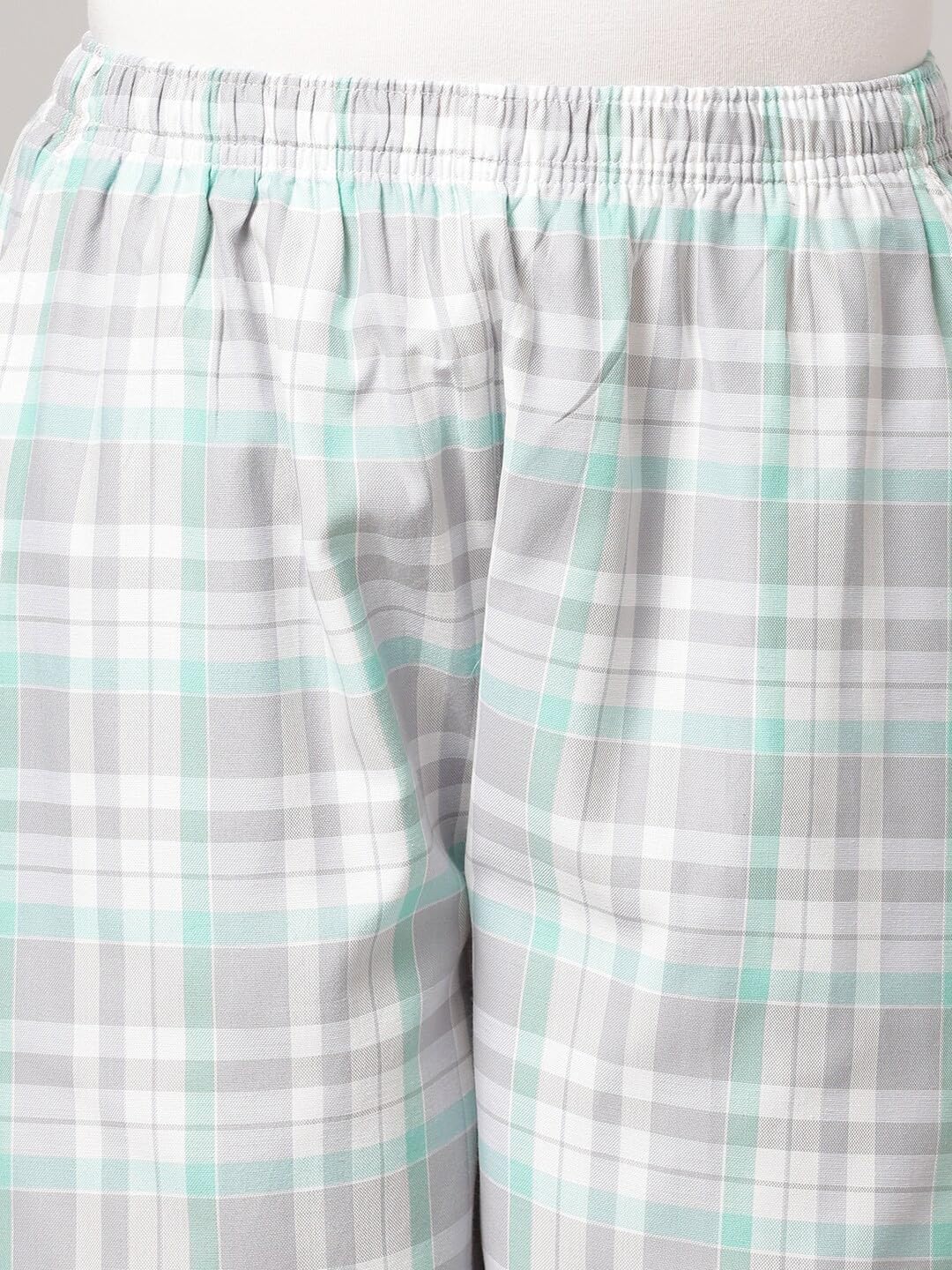KRYPTIC Women Grey Checked Lounge Pyjama - Pure Cotton, Relaxed fit, Ultra Soft(Grey ;M) - Image 8 thumbnail