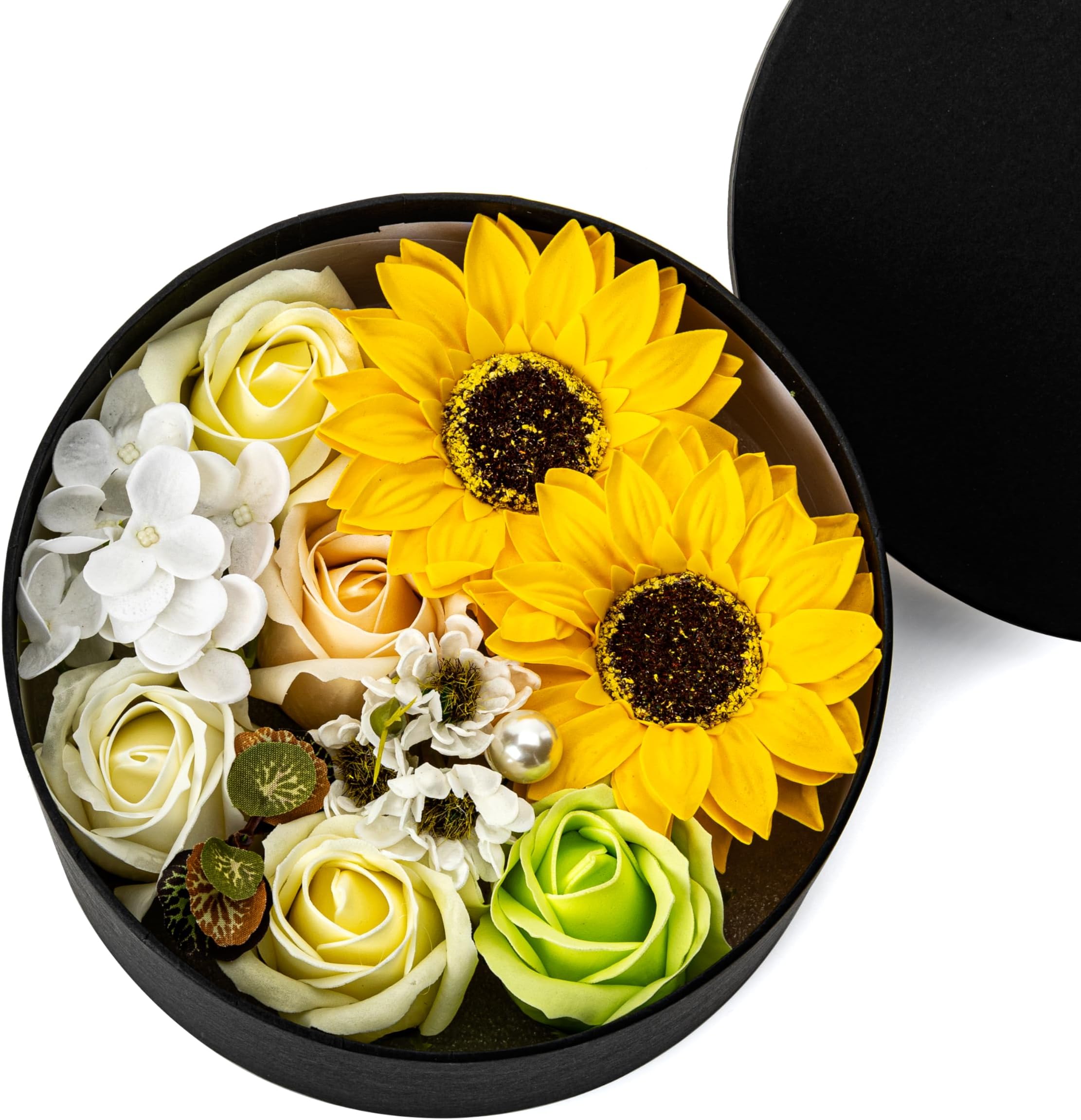 Luxury Beautiful Flora Scented Roses/Carnation Flower Bath Soap with Stem, Flower Soap in Gift Box, Gift for Birthday/Valentine's Day/Mother's Day (Sunflower)