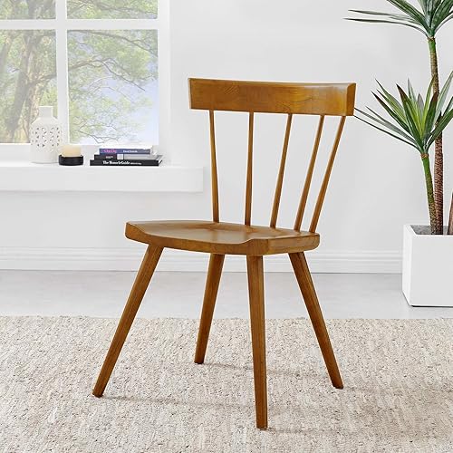 Miniatura 11 de Modway Sutter - Silla de comedor moderna de madera de granja, color nogal, juego de 2