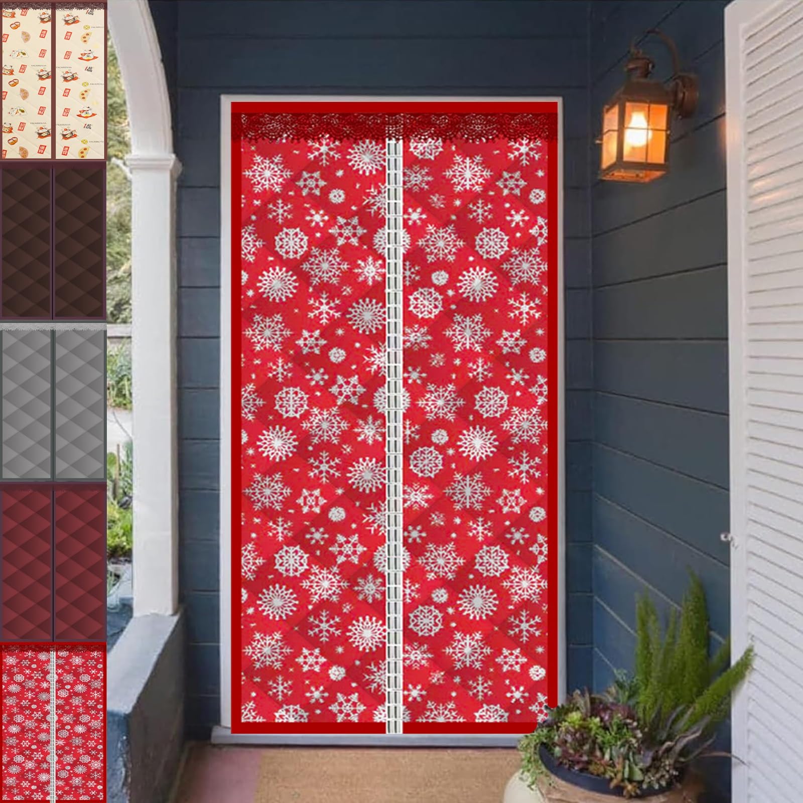 Rideau porte isolation thermique magnétique coupe-vent imperméable en coton rouge