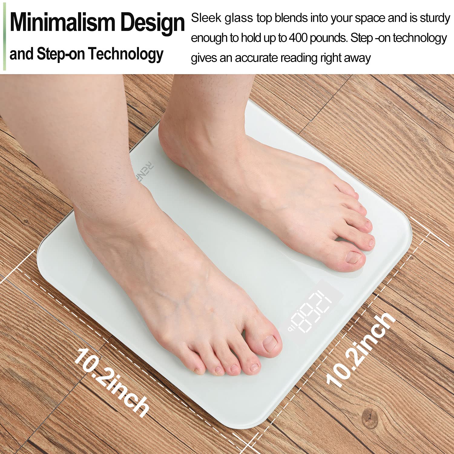 RENPHO Scale for Body Weight, Mechanical Bathroom Weighing Scale, Highly Accurate & Measures Weight up to 400 lb/180kg, Batteries Included, 10.2"/260mm, White - Image 6