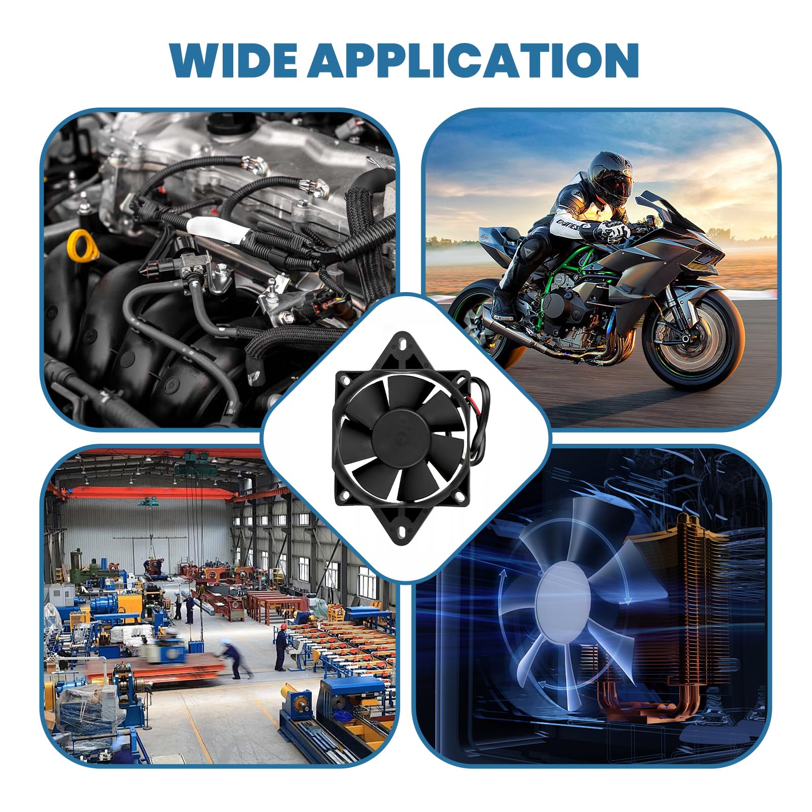 Ventola di Raffreddamento del Motore Elettrico Radiatore Ventola del Radiatore del Motore Stabile per Moto ATV Go Kart Quad 150-250cc