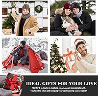 Vista 41 de FZ FANTASTIC ZONE Conjunto de gorro de invierno para hombre y mujer, bufanda de punto cálido, forro polar grueso, gorro de calavera, calentador