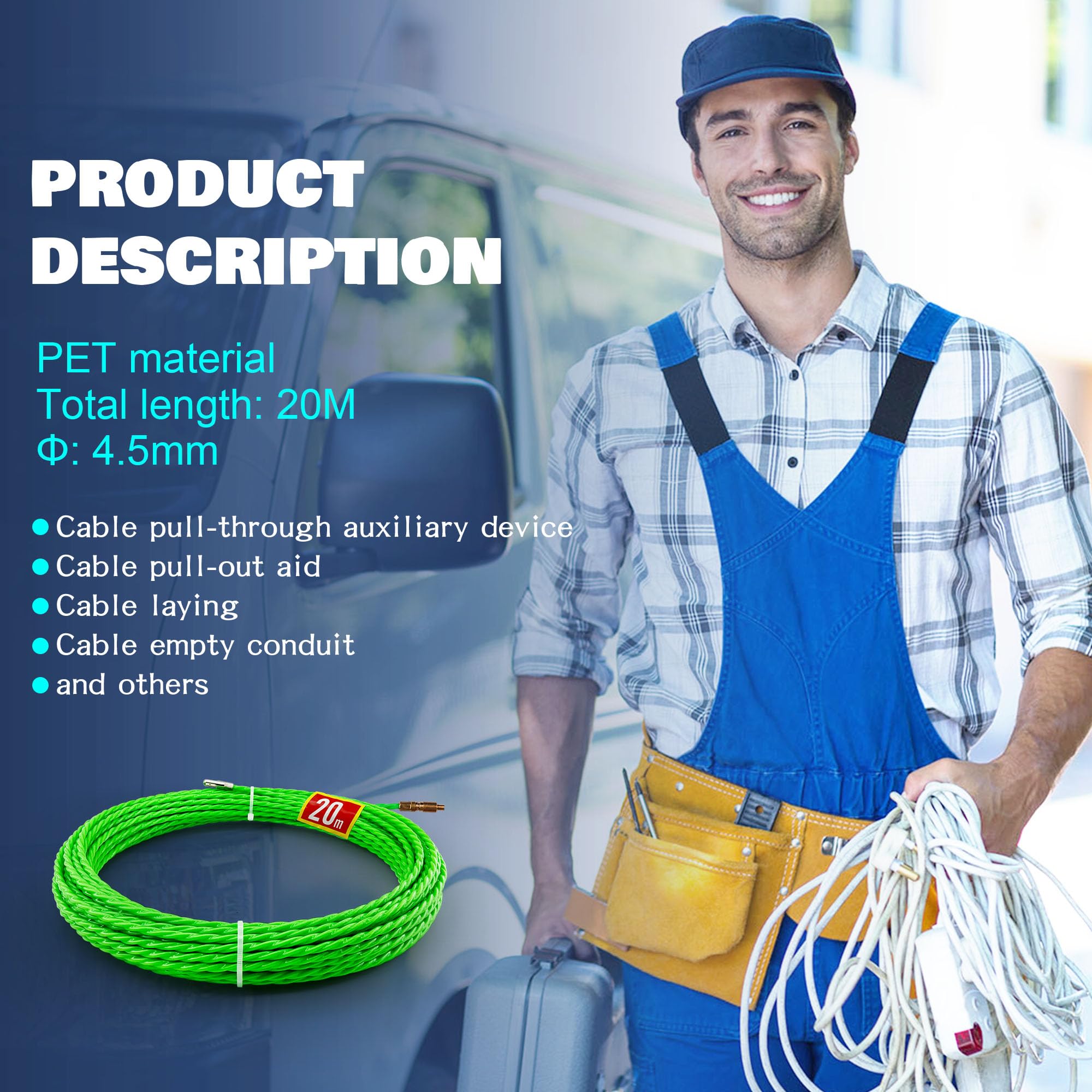Tire-fil électricien FORTSPANG 55m - Polyester 4,5mm - 6 Ressorts Gaines Tire-fil électricien FORTSPANG 55m - Polyester 4,5mm - 6 Ressorts Gaines