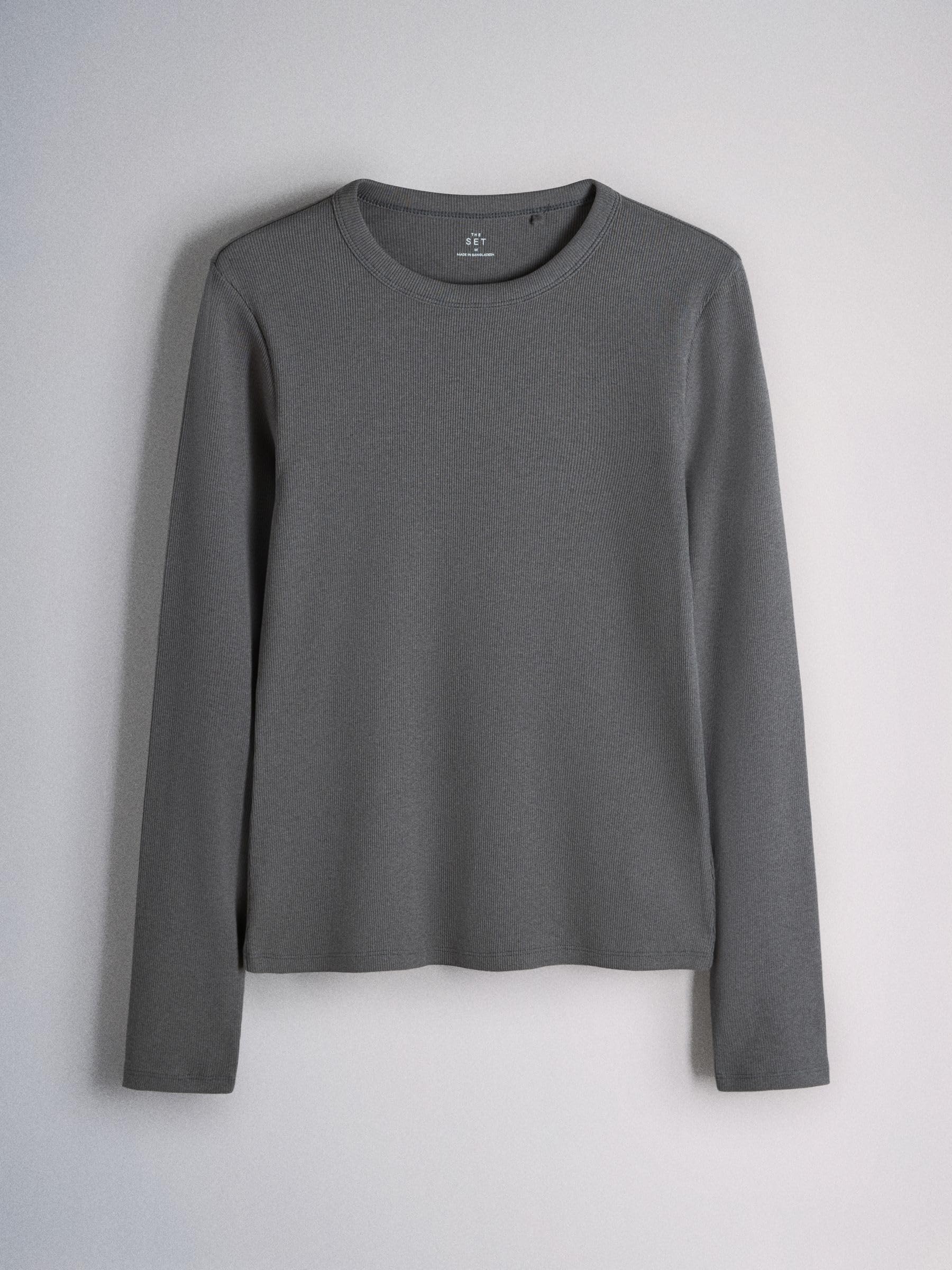 THE SET Damen t gerippte Langarmshirts, 4er-Pack