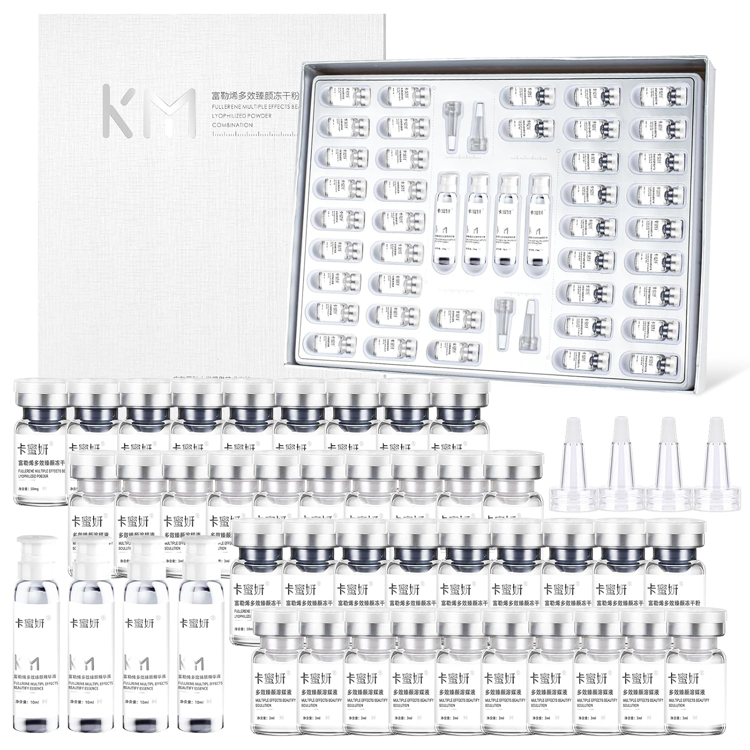 ZEVOFIUR Fullerene Collagen Multi-Active Serum,Instant Face and Eye Lift,44 Vials of Newly Upgraded Moisturizing Serum