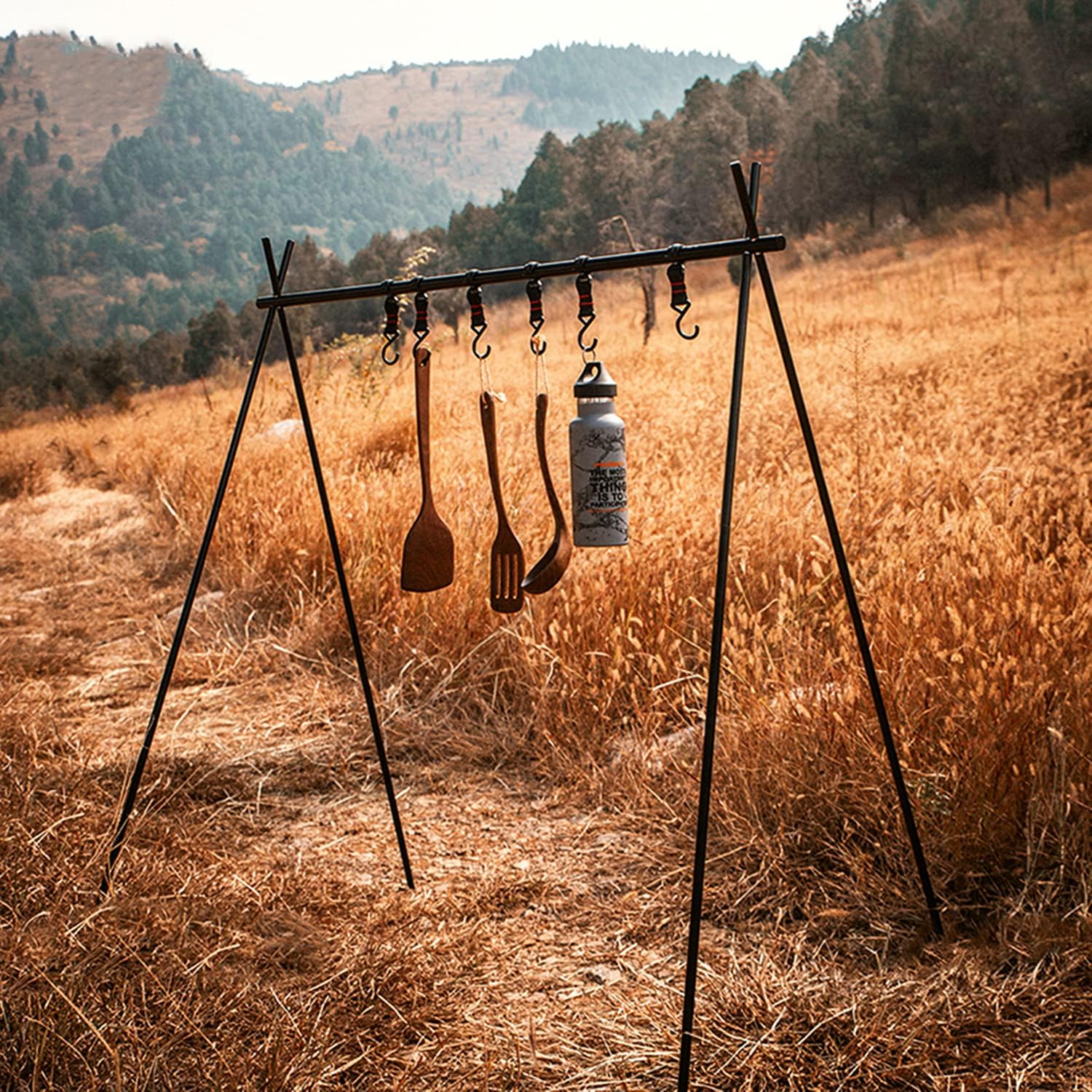 UNISTRENGH Camping Hanging Rack Multifunction Triangle Storage Rack Portable Outdoor Picnic Rack