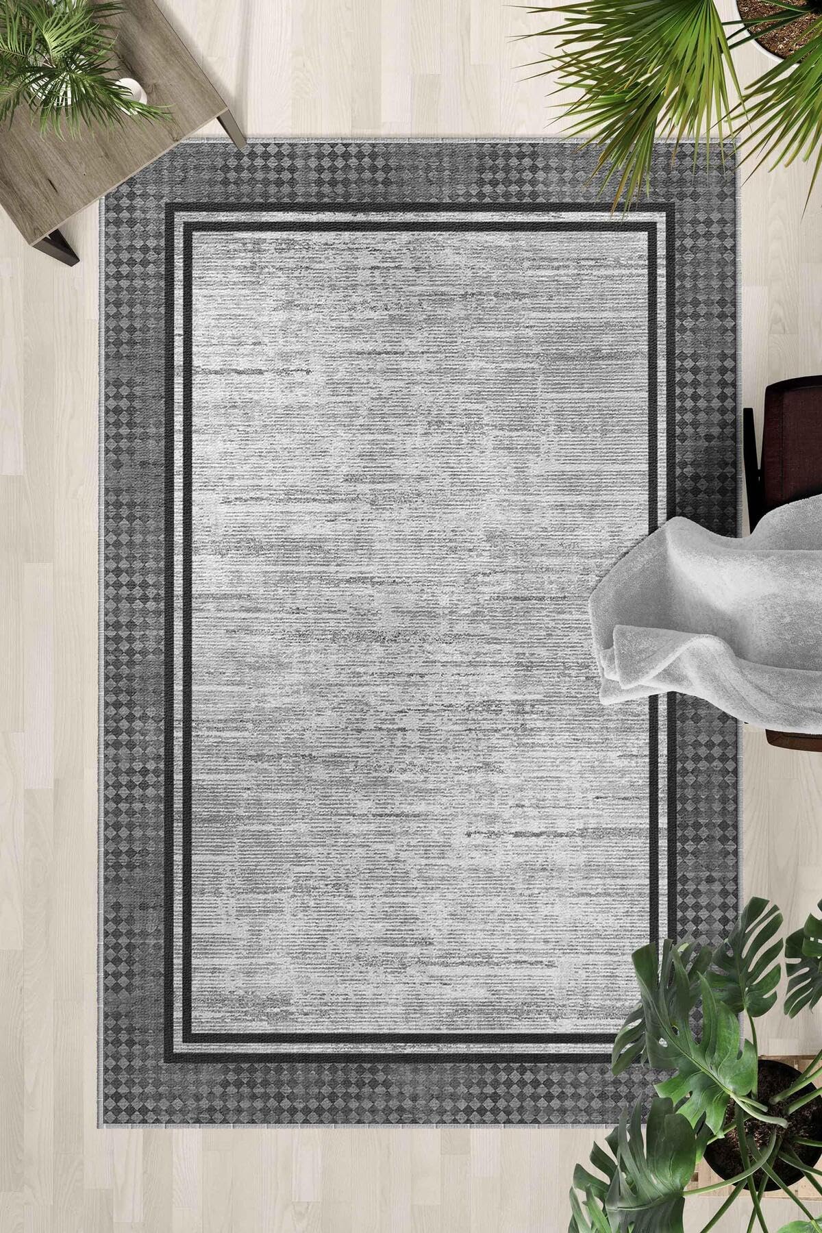 Monnhein Çok Renkli Halı 0031 - Yıkanabilir, Kaymaz Taban, Dijital Baskılı, Leke Tutmaz, İnce Hav, Modern Salon, Oturma Odası, Yatak Odası ve Mutfak için Dekoratif Halı