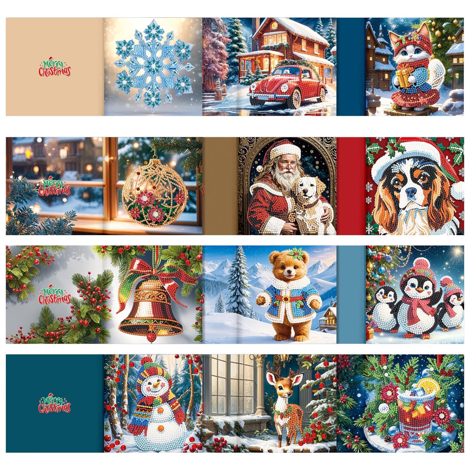 Tarjetas de arte de gemas navideñas ideales para regalar a abuelos y amigos 8