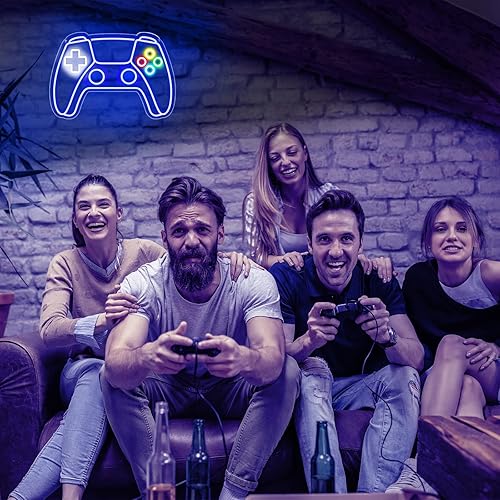 Vista 12 de Letrero de neón con forma de gamepad para decoración de sala de jugadores, letrero de neón para decoración de habitación de niños, letrero de neón