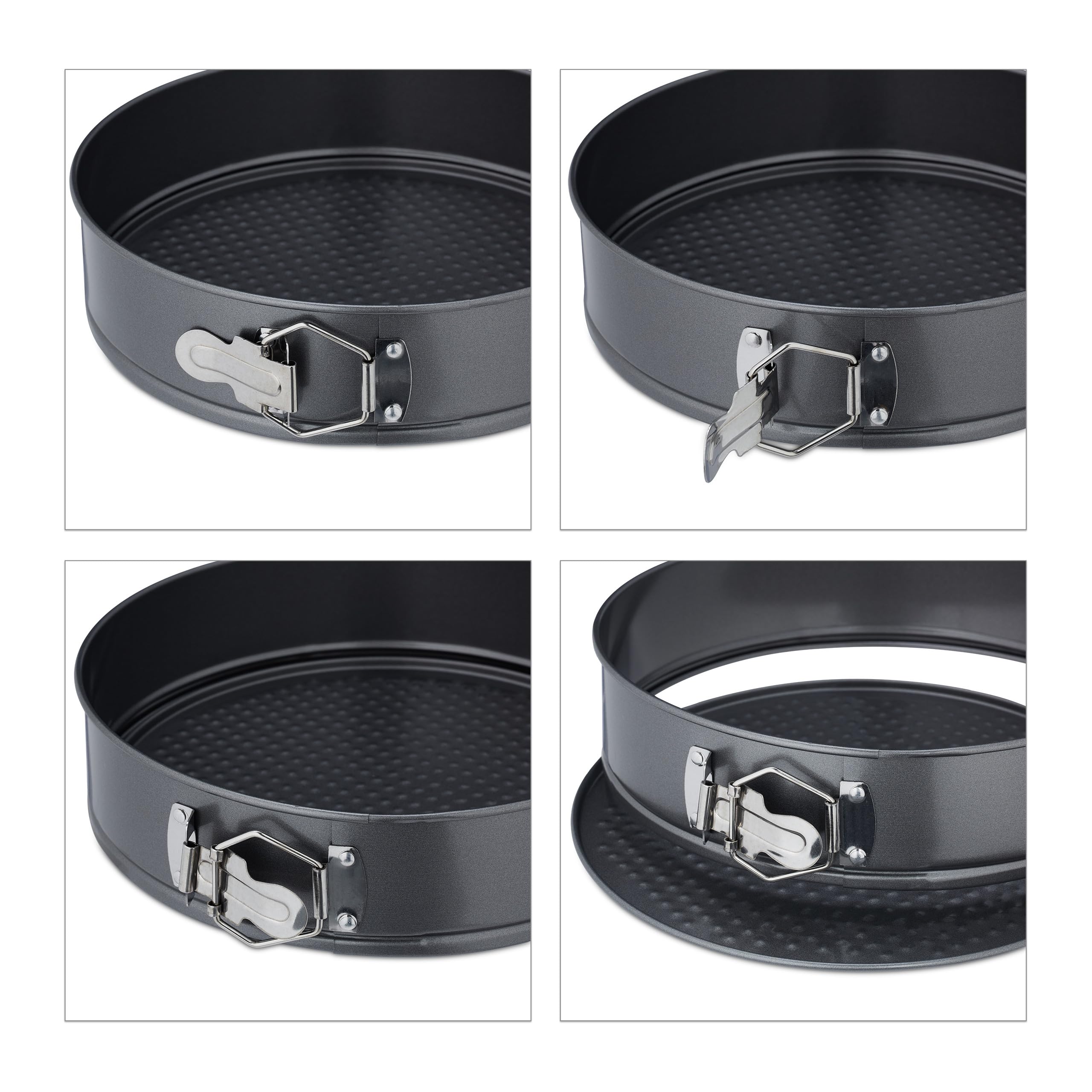 Relaxdays Set 8 Teglie Rotonde per Dolci, Ø 14/16/18/20/22/24/26/28 cm Acciaio Inox Rivestimento Antiaderente, Antracite
