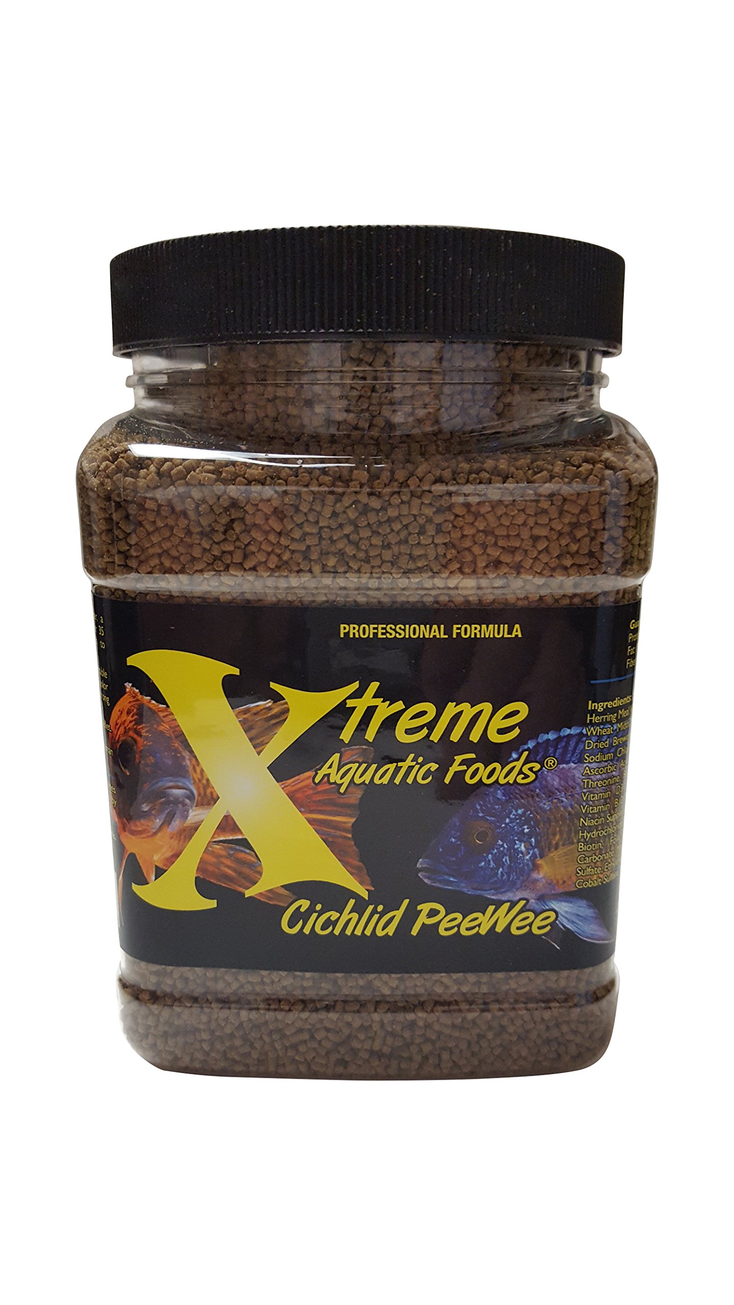 Xtreme Aquatic Food Fish - Nutritionally Balanced Professional Formula - Balanced Amino Acid Profile and No Hormones - Made in USA - Slow Sinking Cichlid PeeWee Pellets (1.25 lbs)