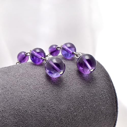 Miniatura 4 de Joseph Brothers Handmade Purple Amethyst Crystal Beads Dangle Earrings for Women