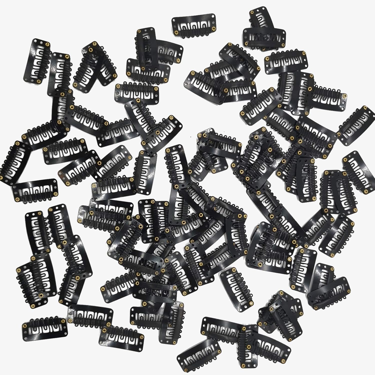 MISS LIRENN® 50PCS Snap Clips for Hair Extensions Weaves U-shape Metallic Wig Clips With Silicon Rubber Small Size Black