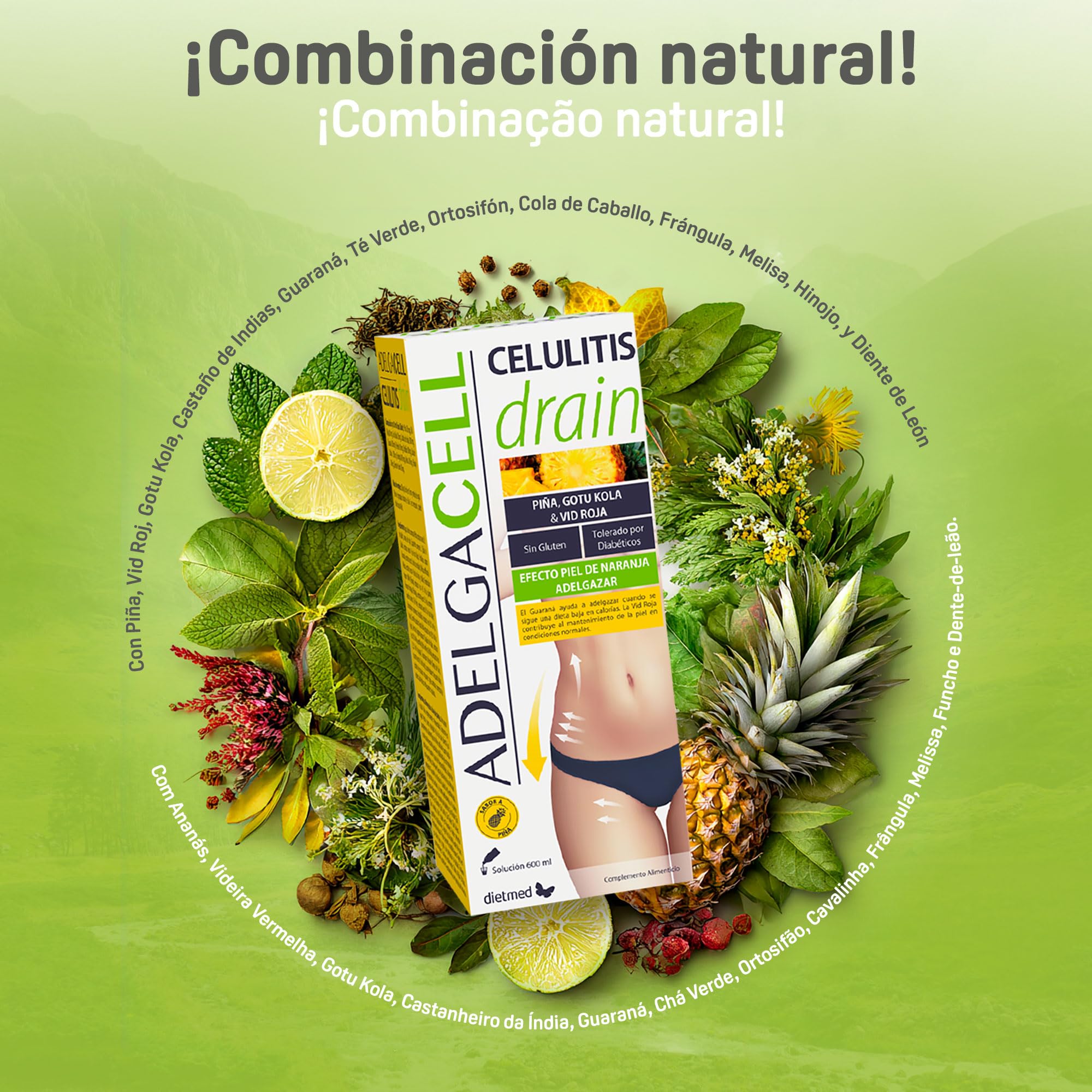 DietMed Cellulite Drain - 600 ml: Entwässerende Wirkung gegen Cellulite, Reduziert Wasseransammlungen und Schwellungen, Flüssigkeit, Drainagemittel
