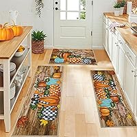 Vista 15 de U'Artlines - Juego de 3 alfombras de cocina de calabaza de otoño con corredor, alfombras y tapetes de granja de cosecha, alfombras de piso de cocina