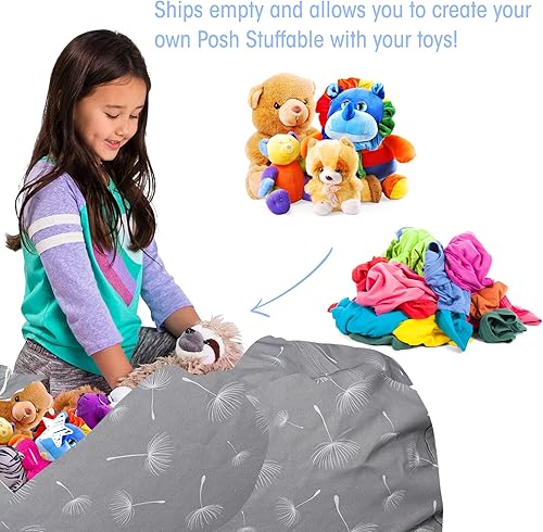 Miniatura 52 de Posh Stuffable - Sillón puff con almacenamiento para niños, contenedor de animales de peluche, organizador de juguetes de niños Lienzo Burbujas Azul