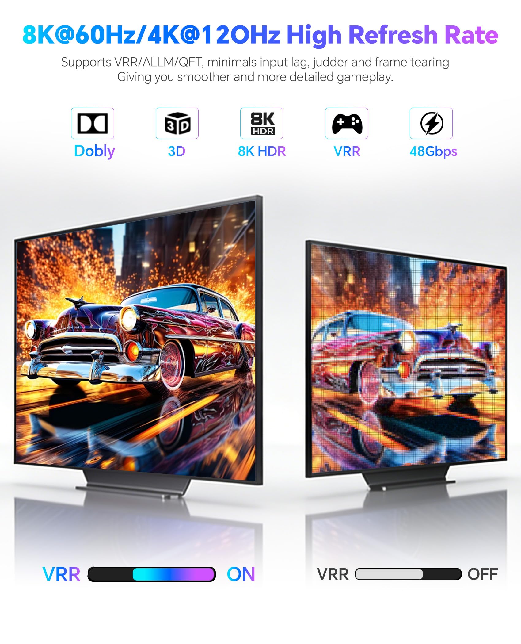 Conmutador HDMI 8K 4K 120Hz – 5 en 1 salida HDMI Splitter Switcher 8K @60Hz 4K @120Hz con control remoto 3D HDR10+ HDCP 2.3 CEC, uso para PS5/4/3, Xbox DVD Player Fire Stick Roku TV PC Nintendo Switch