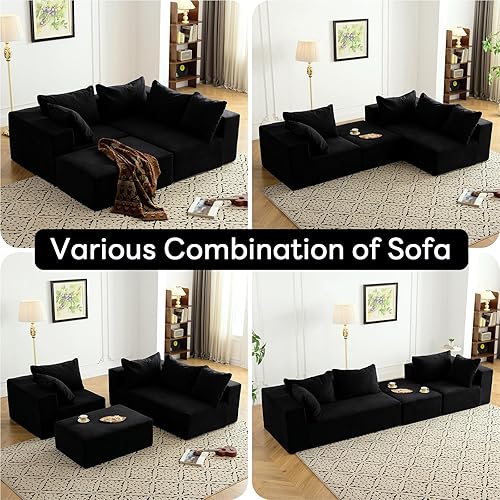 Miniatura 4 de Vamcheer Sofá seccional modular - Sofá sin patas en forma de L moderno con asiento profundo, sofás tapizados seccionales para sala de estar,