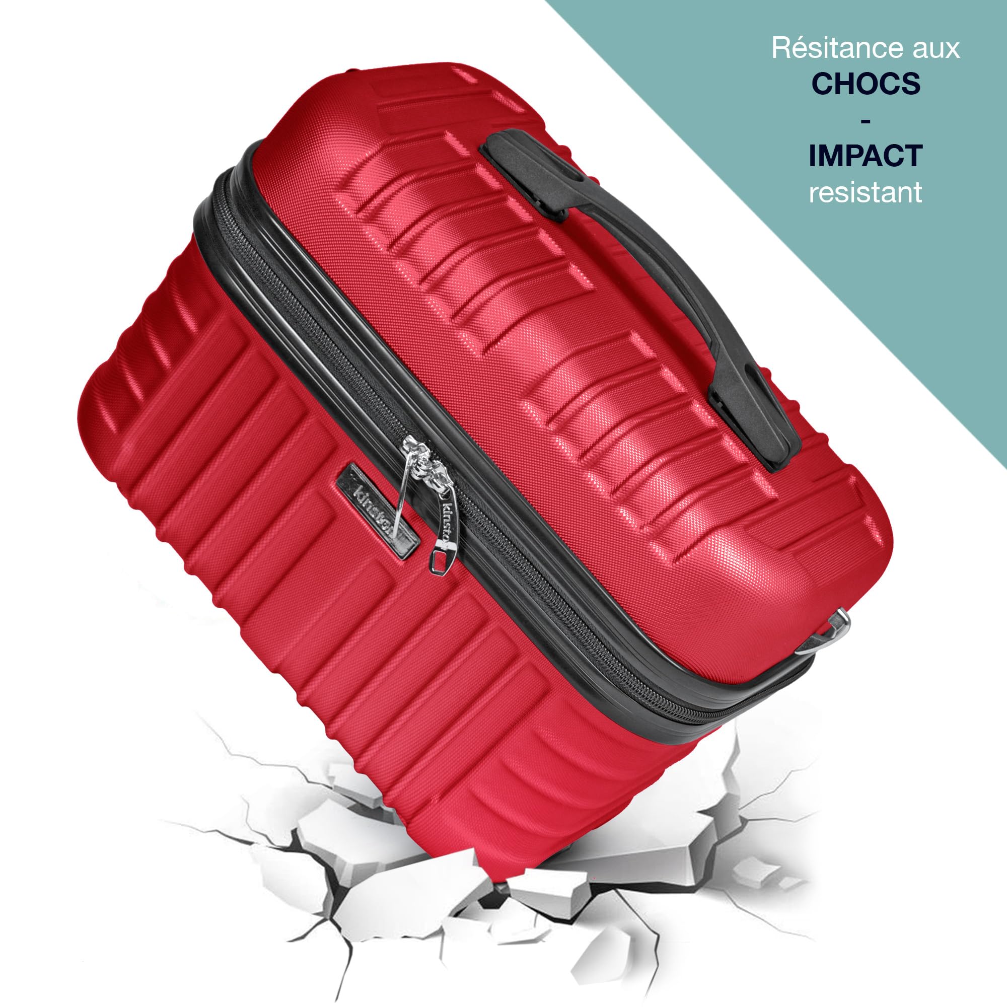 KINSTON Vanity Case rigida a tracolla – Astuccio da viaggio cosmetico – rigido con polso, organizer da viaggio – grande capacità, rosso