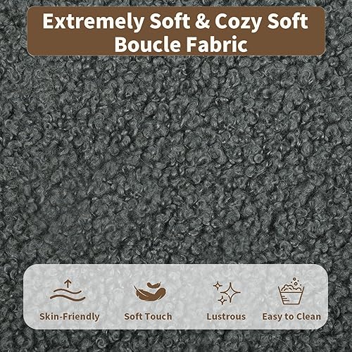 Miniatura 6 de Base de cama tamaño Queen con cabecero, marco de cama tapizado tamaño Queen, tela suave de peluche, cabecera tapizada en forma de malvavisco de nube