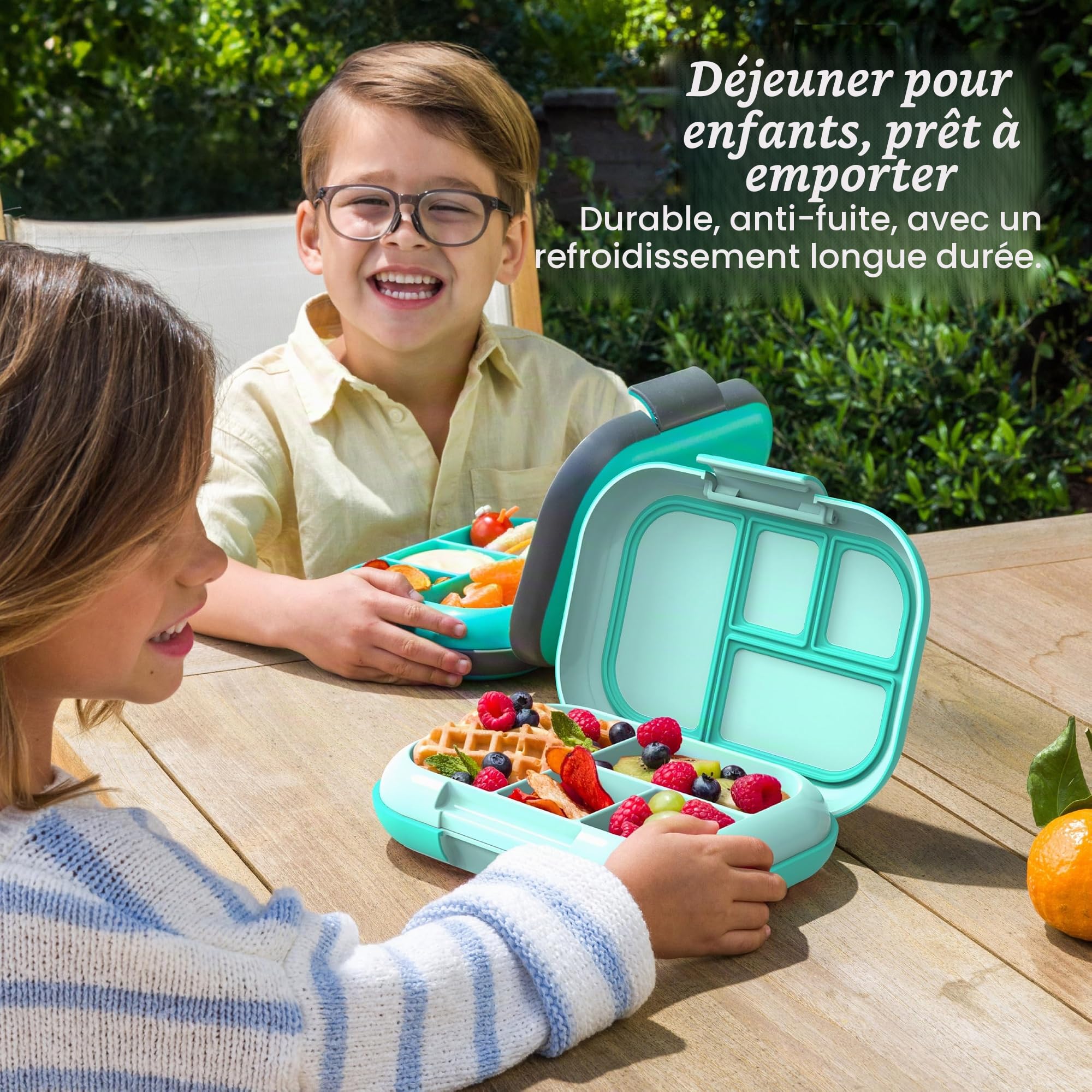 Bentgo Chill Boîte à déjeuner étanche pour enfants – Boîte à bento 4-compartiments avec poche de glace, 3,3 tasses, sans PFAS et BPA, passe au micro-ondes et lave-vaisselle