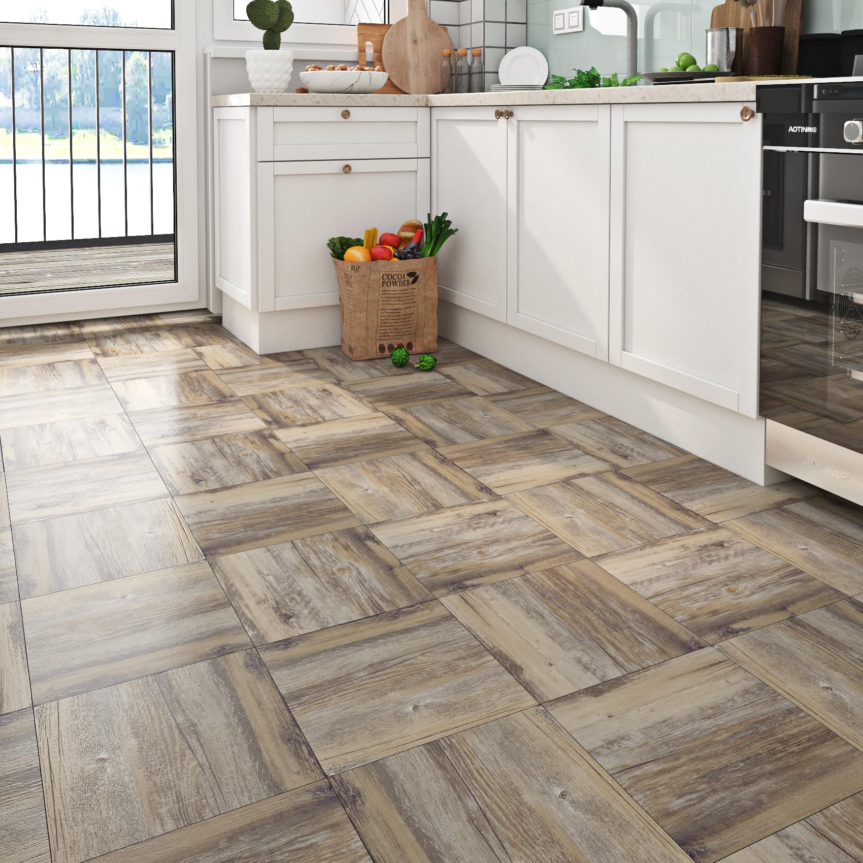 Livelynine Pavimento Adesivo per Interni Effetto Legno Colorata Listoni Adesivi per Pavimento 90x15 36-Pezzi Impermeabile PVC Adesivo Pavimento Legno Piastrelle Adesive Pavimento Cucina Bagno Rustica