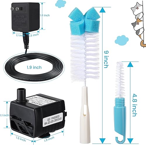 Miniatura 2 de Dreyoo Bomba de fuente de agua para mascotas compatible con la fuente PioneerPet Smartcat, 50 GPH 2W de repuesto de bomba de agua para gatos con kit