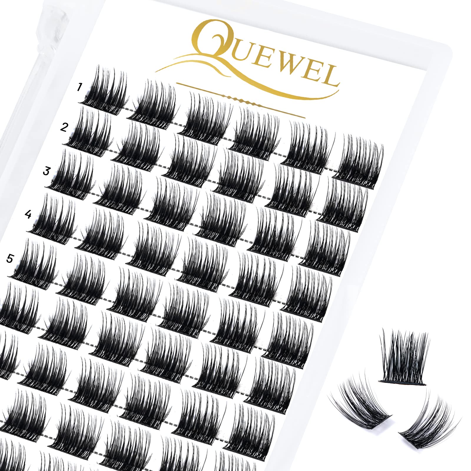 QUEWEL DIY Cluster Lashes - Individual Volume False Eyelashes, Soft & Light, Segmented, For Makeup Home Use (Honey01-D-MIX8-16mm) — view 12