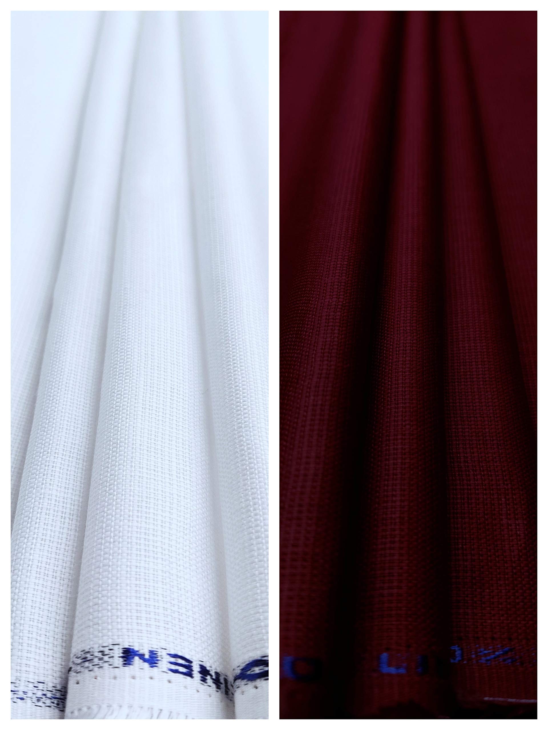 JHABAK'SSUBHDIN Unstitched Shirt Fabric For Men- Pack of 2-2.25m Shirt Cloth Piece - Pure Cotton Linen Blend Material