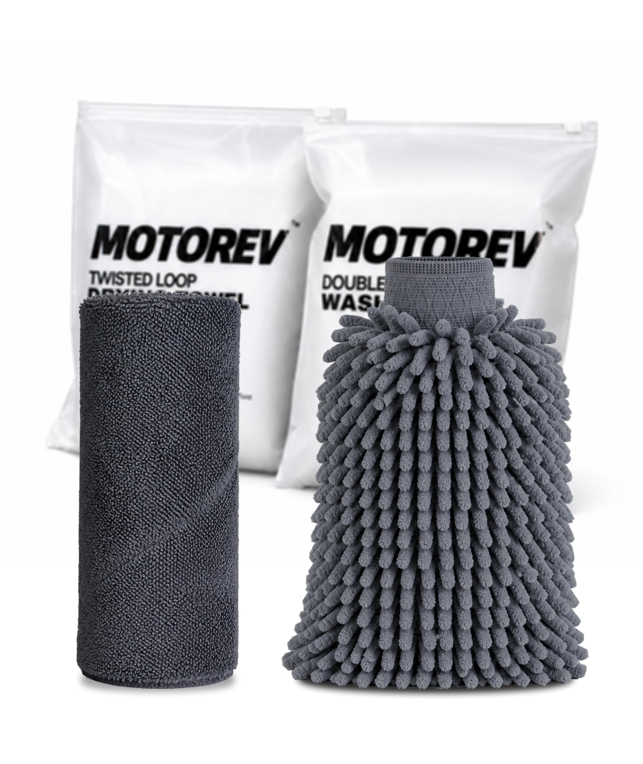 Motorev Twisted Loop Drying Towel 800 GSM & Chenille Microfiber Wash Mitt 1800 GSM (11") | Double-Sided Grey Ultra Soft Cleaning Glove | Scratch-Free & Highly Absorbent | Lint-Free | for Cars & Bikes-image-29