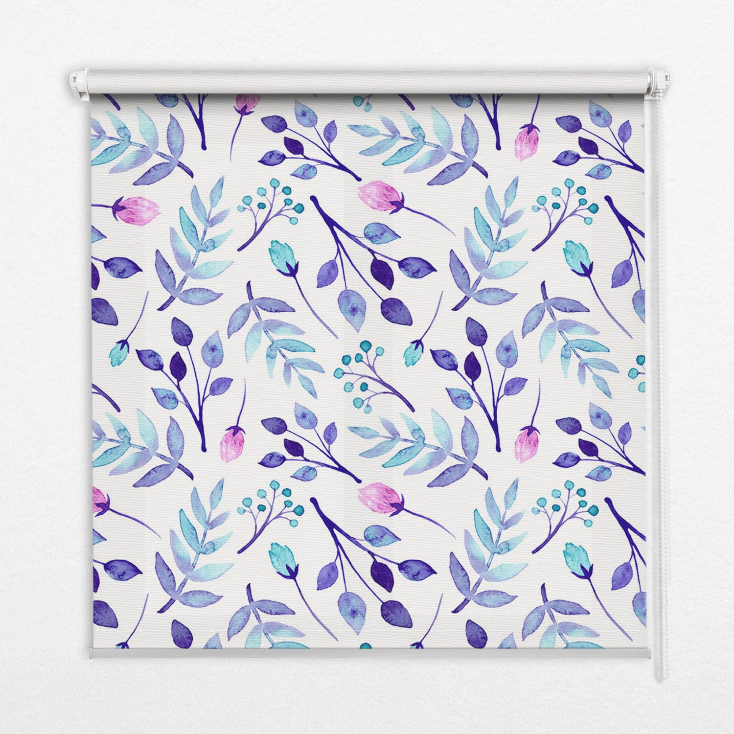 Store occultant fleurs bleues 60x180cm de finition supérieure Tulup