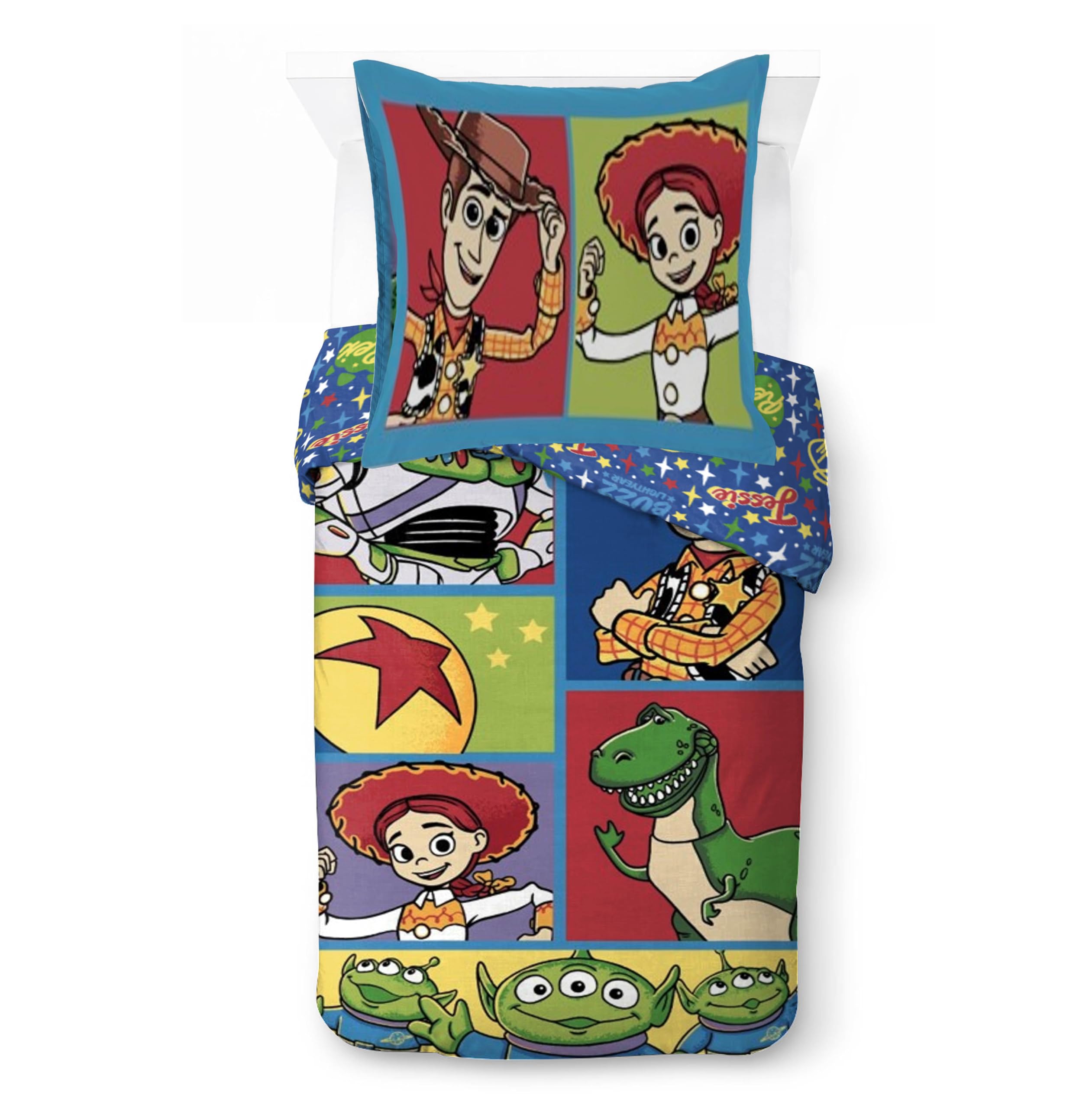 Jay Franco Kids Disney Toy Story – Set copripiumino Biancheria da letto super morbida in 100% cotone con federa, prodotto con licenza ufficiale, blu, 2 pezzi singolo