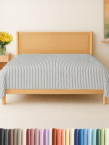 Miniatura 113 de Sábana encimera de bolsillo profundo, más suave que el algodón egipcio, 1 sábana encimera para colchón tamaño individual XL 21 - Spa Blue