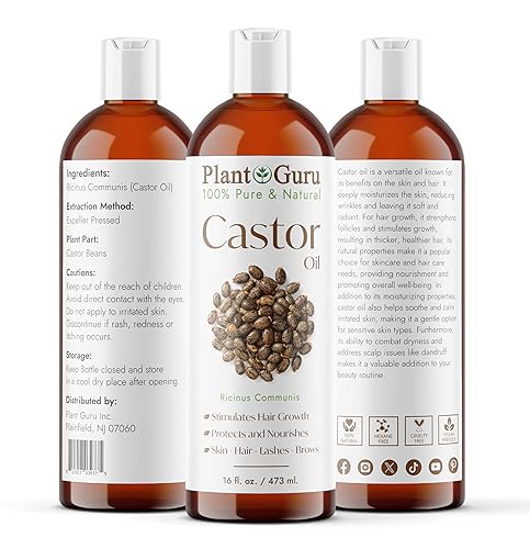 Miniatura 2 de Aceite de ricino 16 fl. oz. Sin refinar, 100% libre de hexano natural puro, grado USP, crecimiento del cabello, cejas y pestañas. Hidratante para