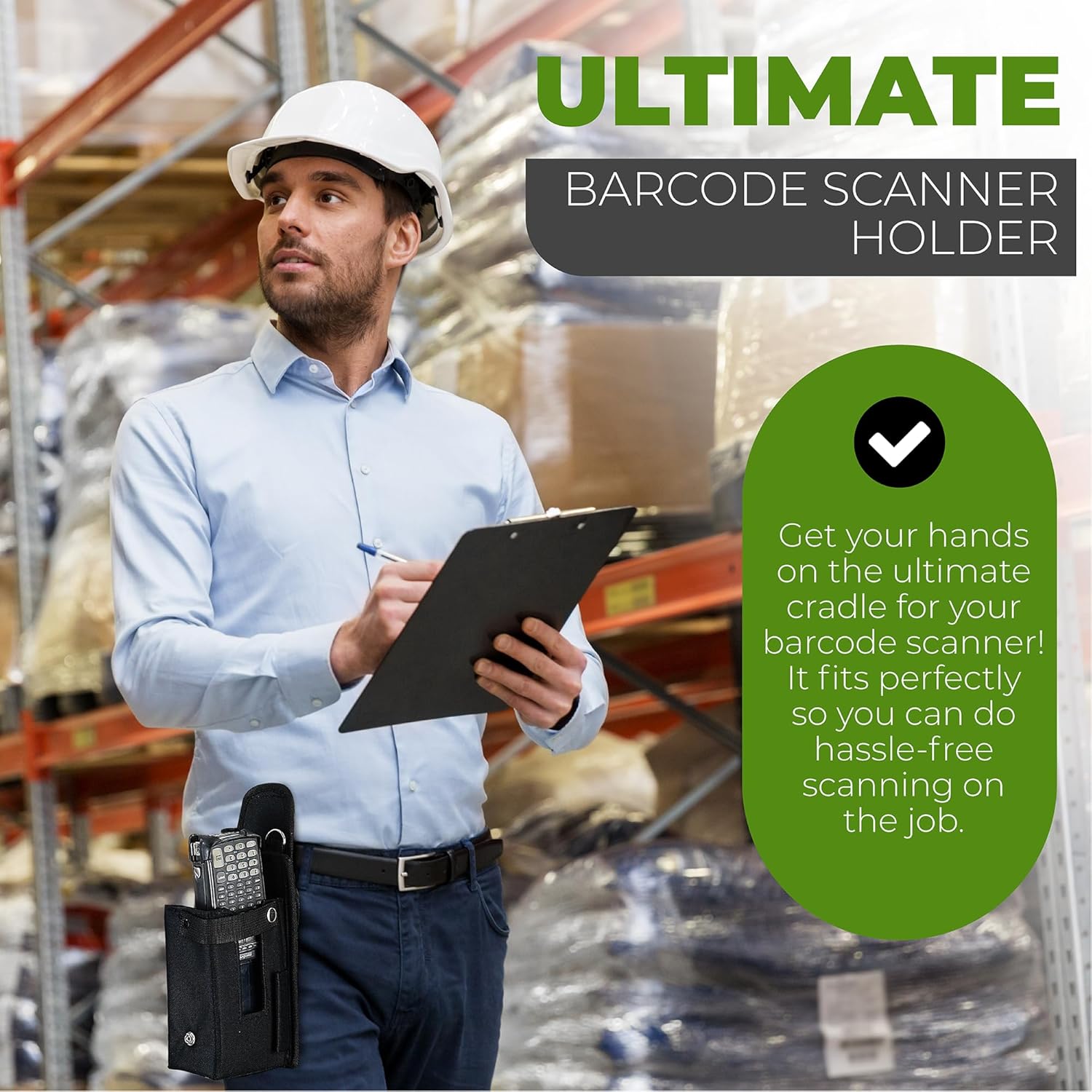 Barcode Scanner Holster (Large) | Ballistic Nylon Carrying Case Pouch for Pistol-Grip Mobile Computers | Belt Clip, Belt Loop, Shoulder Strap | Fits Zebra Scanner MC9500/9300/9200/9100 - Image 6