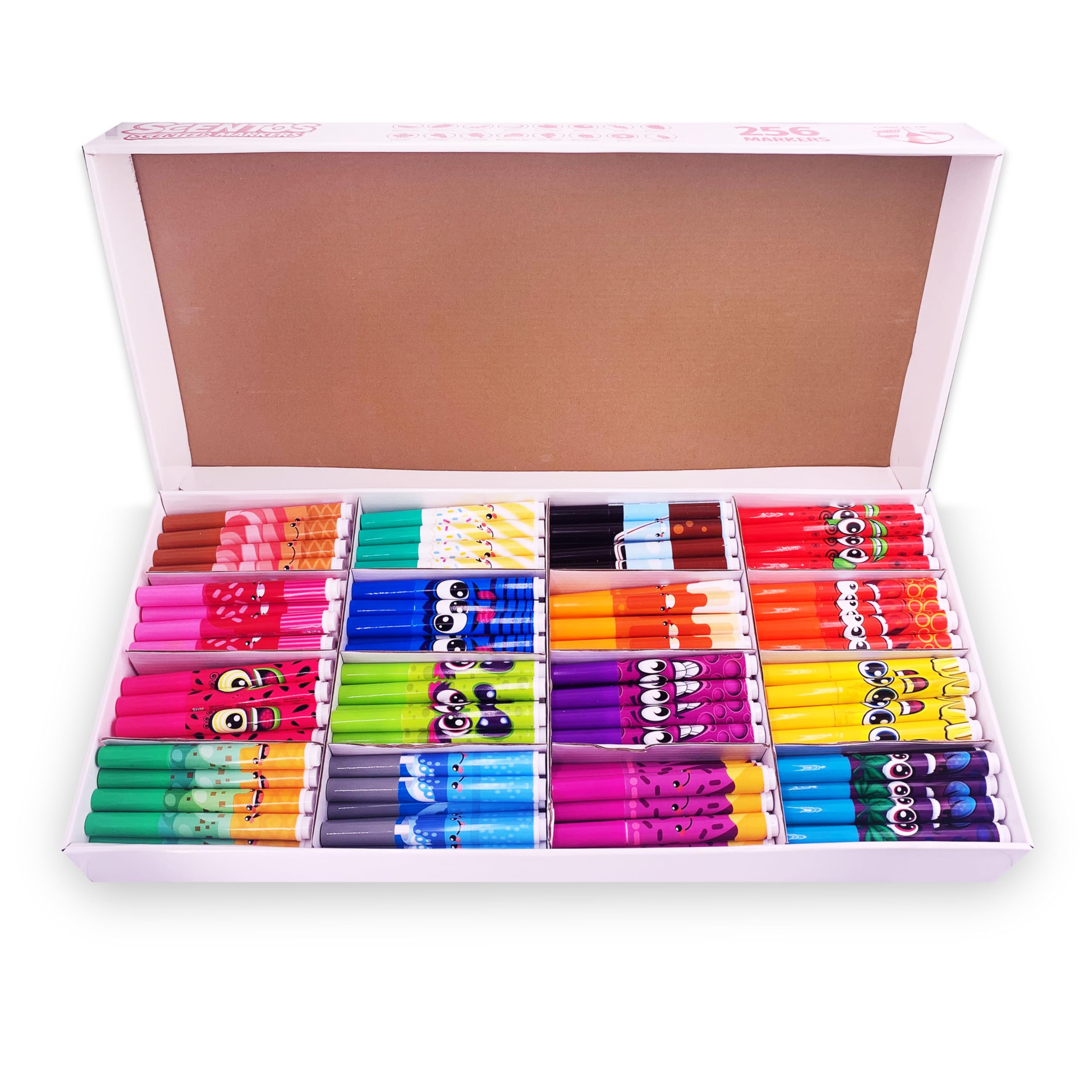 Scentos Ultimate Classroom Bulk Markers Pack - 256 Scented Markers in 16 Colors, Perfect for Teachers, Kids & Parents