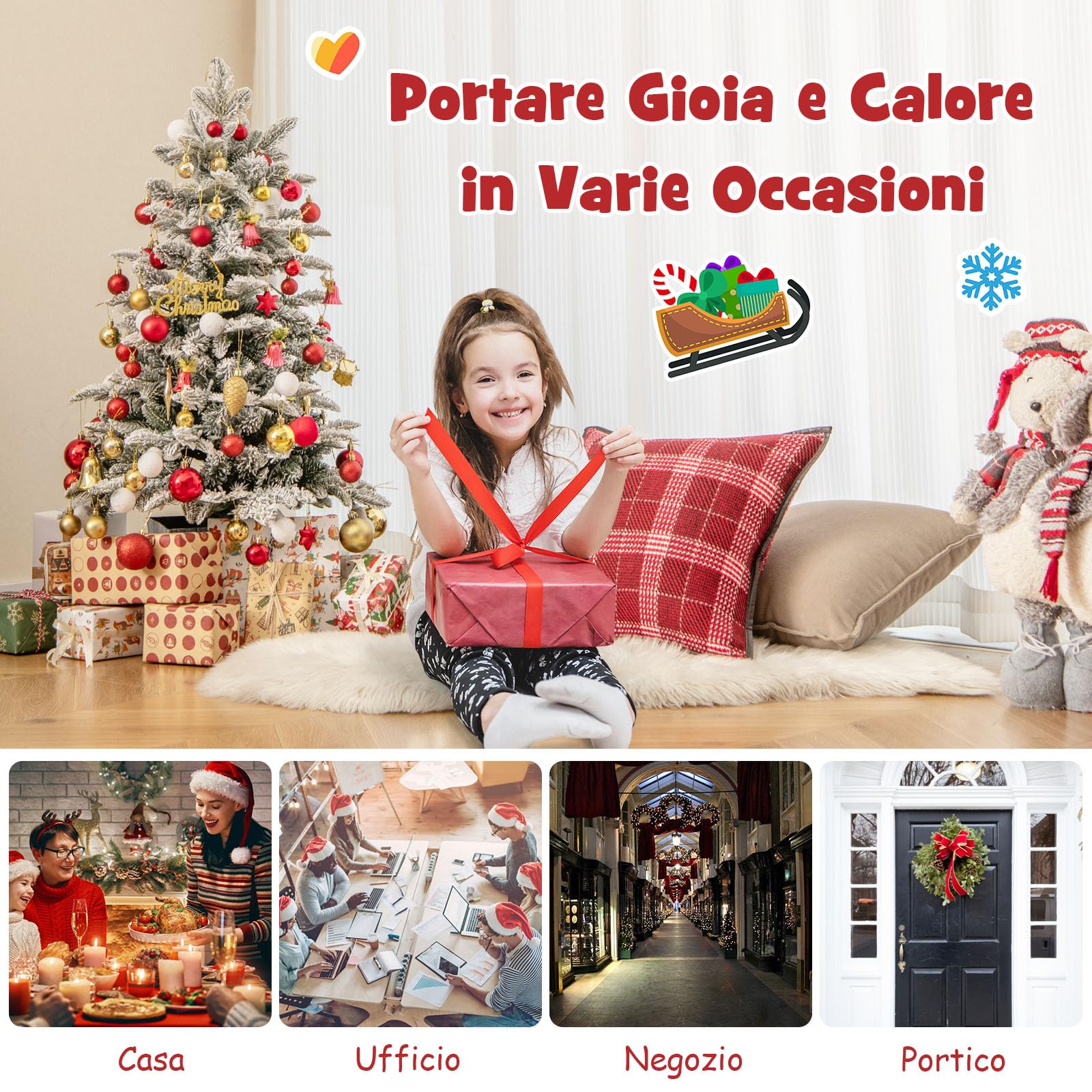 COSTWAY Mini Albero di Natale 48/60/100 cm, Albero di Natale Piccolo da Tavolo con Vaso e Rami Realistici, Decorazione Natalizia per Casa, Ufficio e Negozio (100 cm)