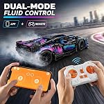 RC Kit de construction de voiture, 1:14 App Kit de commande de voiture avec LEDs 825 pièces, LED lumières, jeux d'application et télécommande 2,4 GHz; construit pour la construction familiale, la conduite intérieure, l'affichage.