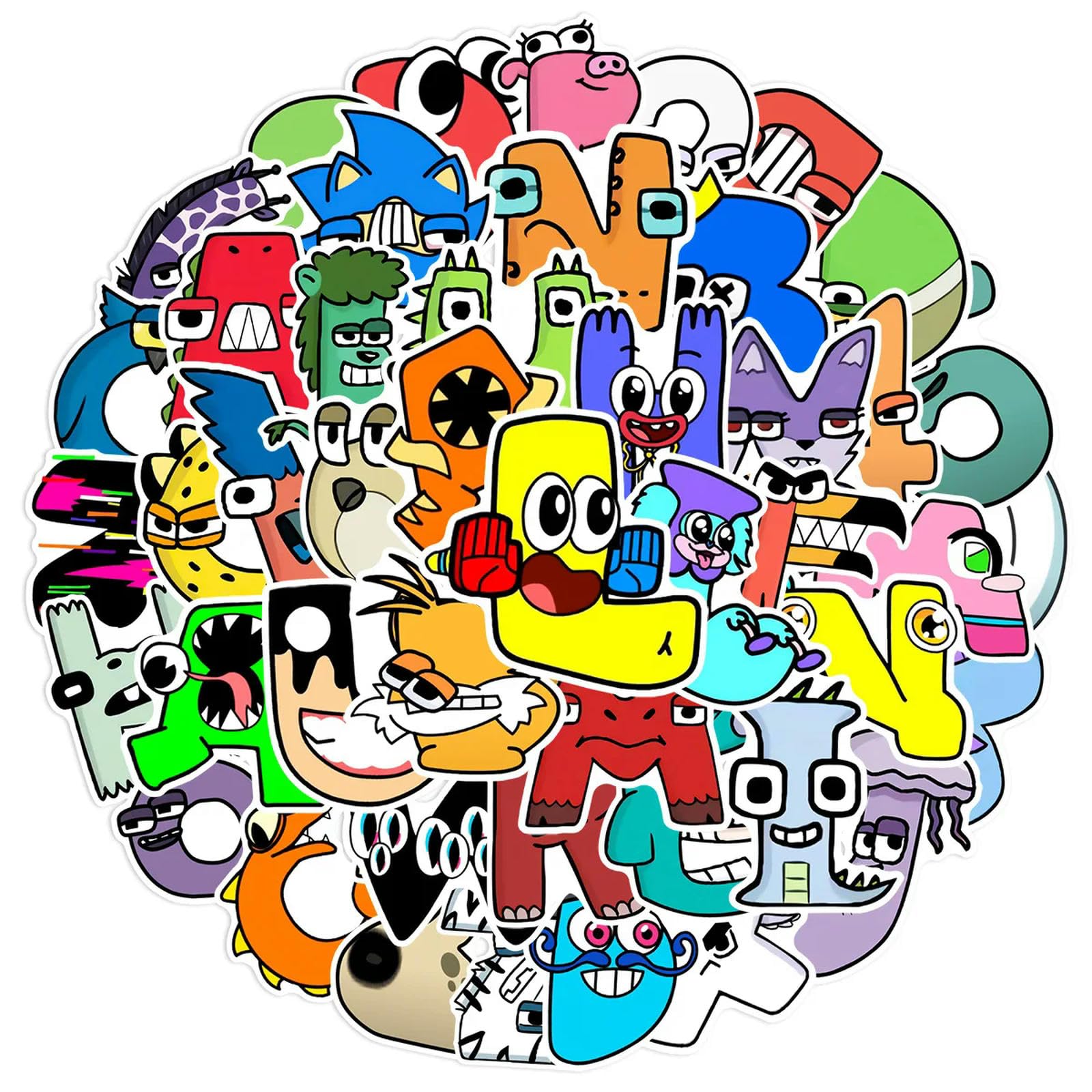 TVIVID 50Pcs Alphabet Lore Stickers Stickers Motorcycle Luggage Guitar Skateboard Cool Graffiti Sticker for Kid Decal Toys Gifts
