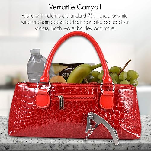 Miniatura 5 de Primeware Bolsa de mano de vino (aislamiento térmico) Bolsa de transporte para mujer | Sostiene botellas rojas y blancas de 25.4 fl oz | Moda de
