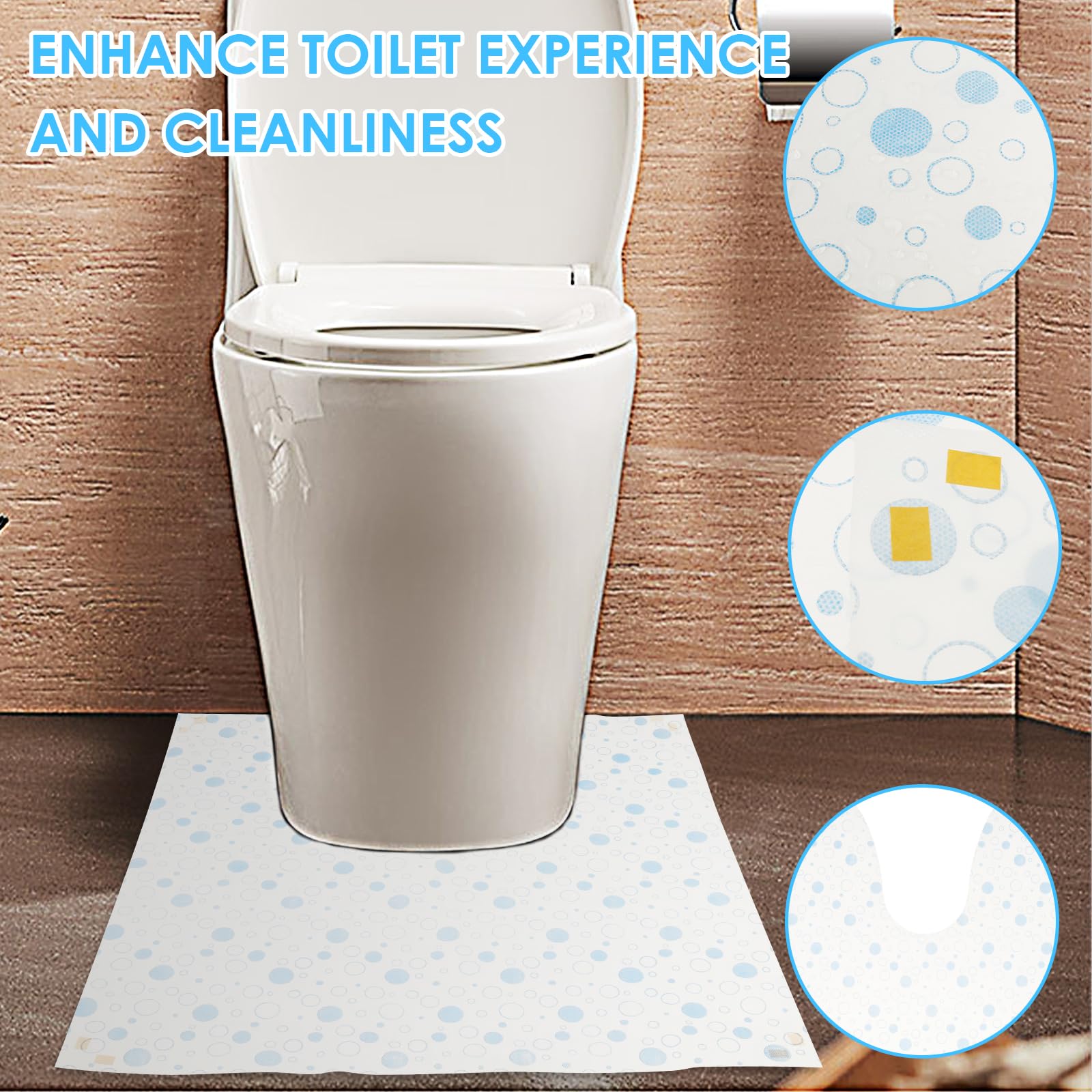 50 Stück Einweg-WC Bodenschutz,U-Form Einweg-toilettenmatte,rutschfest Wasserdicht WC-Matten,59×59 cm,für ältere Töpfchentraining,Urinenz,Badezimmerboden,rutschfest
