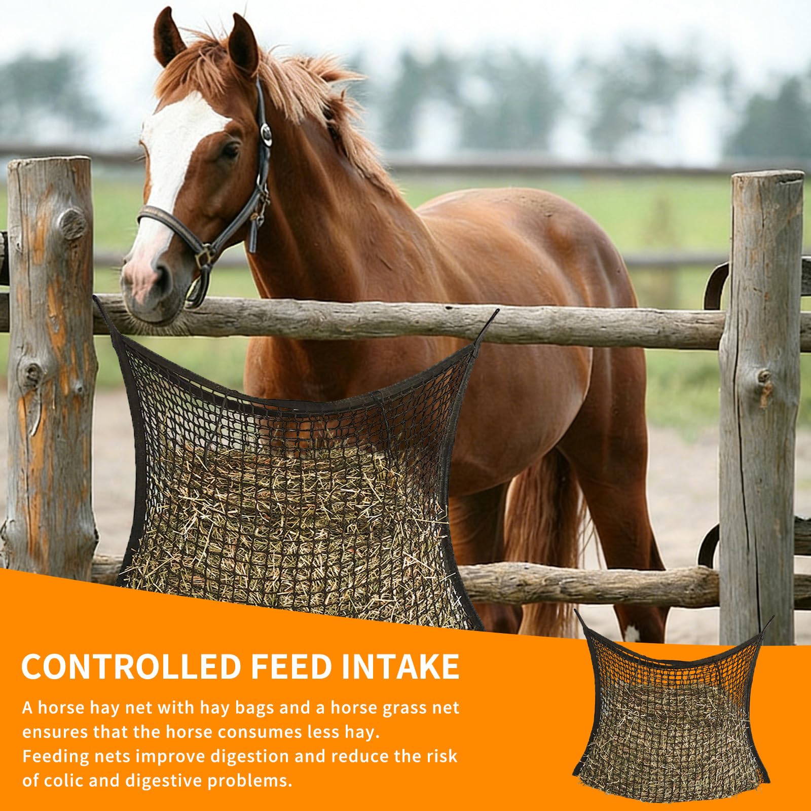 Red de Heno para Caballos,2 Piezas Red de Heno Pacas 80x90 cm,Malla de Henos,con 4 Mosquetones,Capacidad de 8 Kg,Prolongación de La Hora de Alimentación,para Cabras,Animales,Caballos