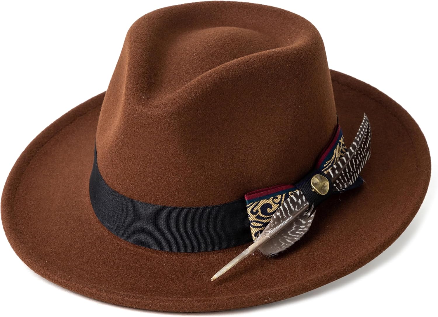 Classic Wide Brim Fedora Hats Wide Brim Felt Dress Hat for Men