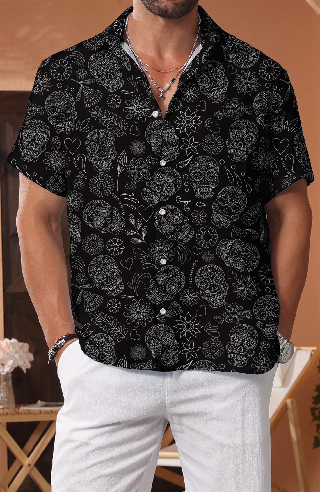 Mexican Men Button Shirt Hawaiian: Summer Casual Beach Short Sleeve Clothes