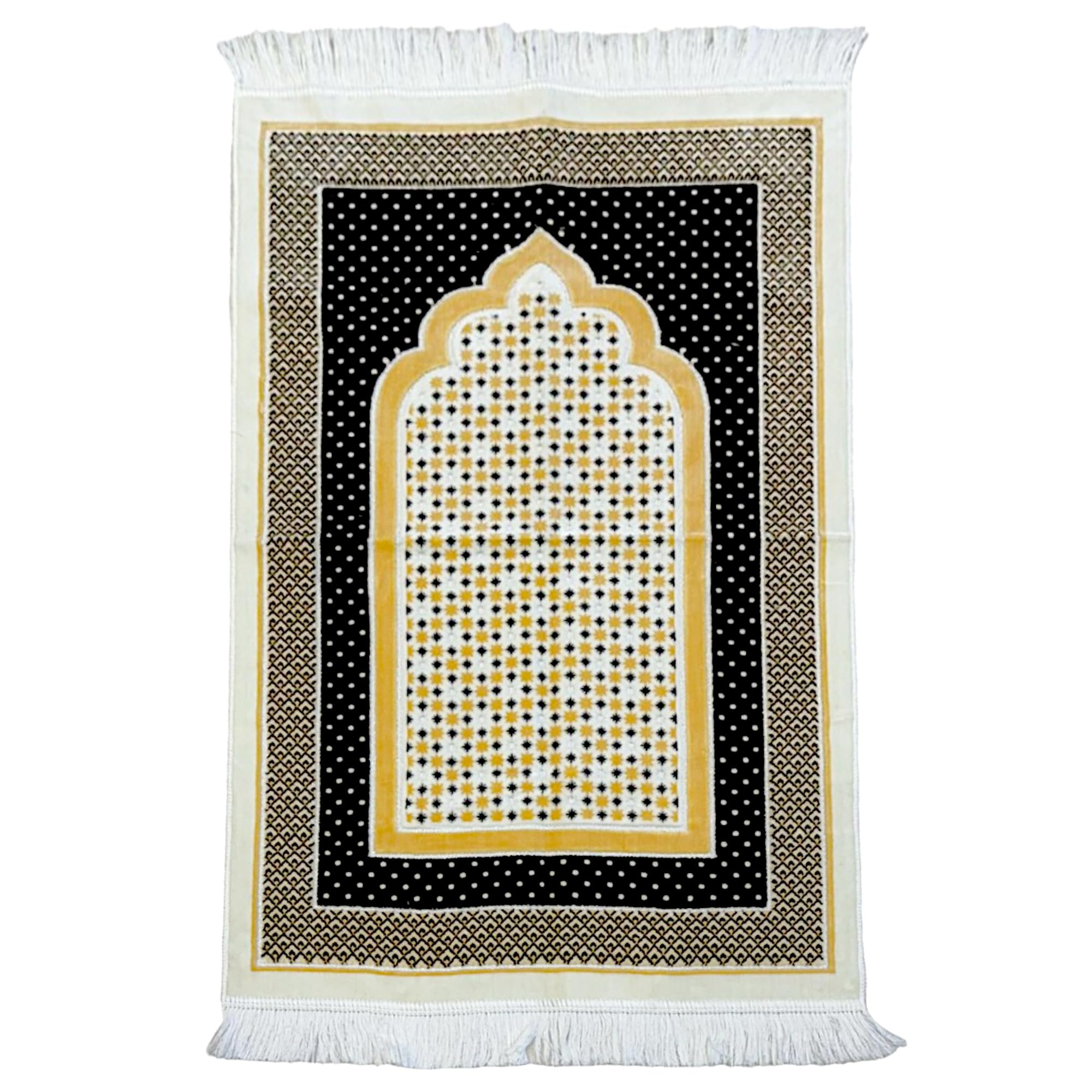 SAFA TEKS Musallah Prayer Rug,70x110cm Polyster Premium Islamic Prayer Rug | Muslim Portable Foldable Prayer Mat for Men & Women | Ideal for Travel, Ramadan, and EID Gifts (GREEN&BROWN)