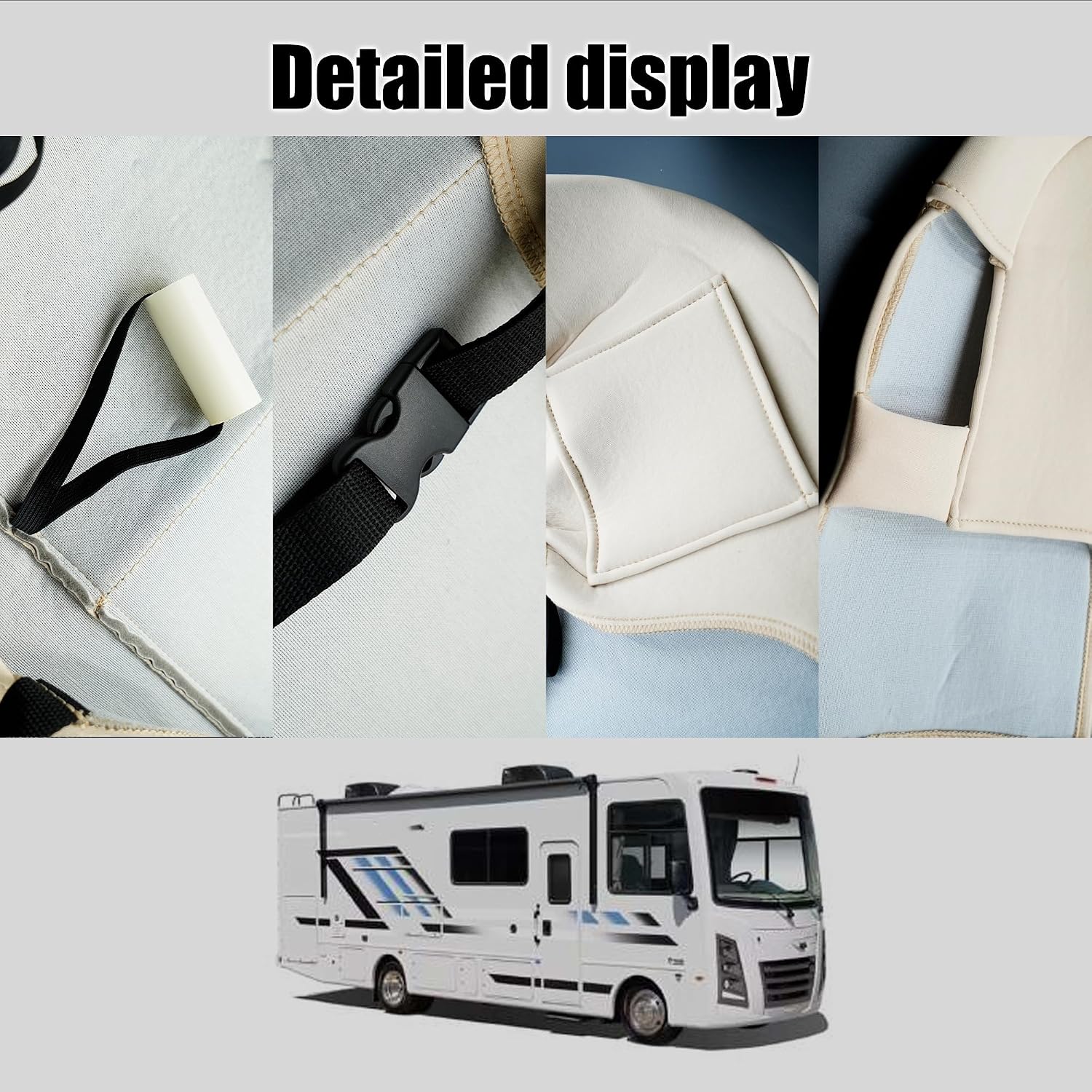 2Pcs RV Seat Covers for Captains Chairs Motorhome Seat Covers for Class-Awith Side Storage Pockets with Leather in Middle & Fabric on Sides, Universal Fit Design in Yellow