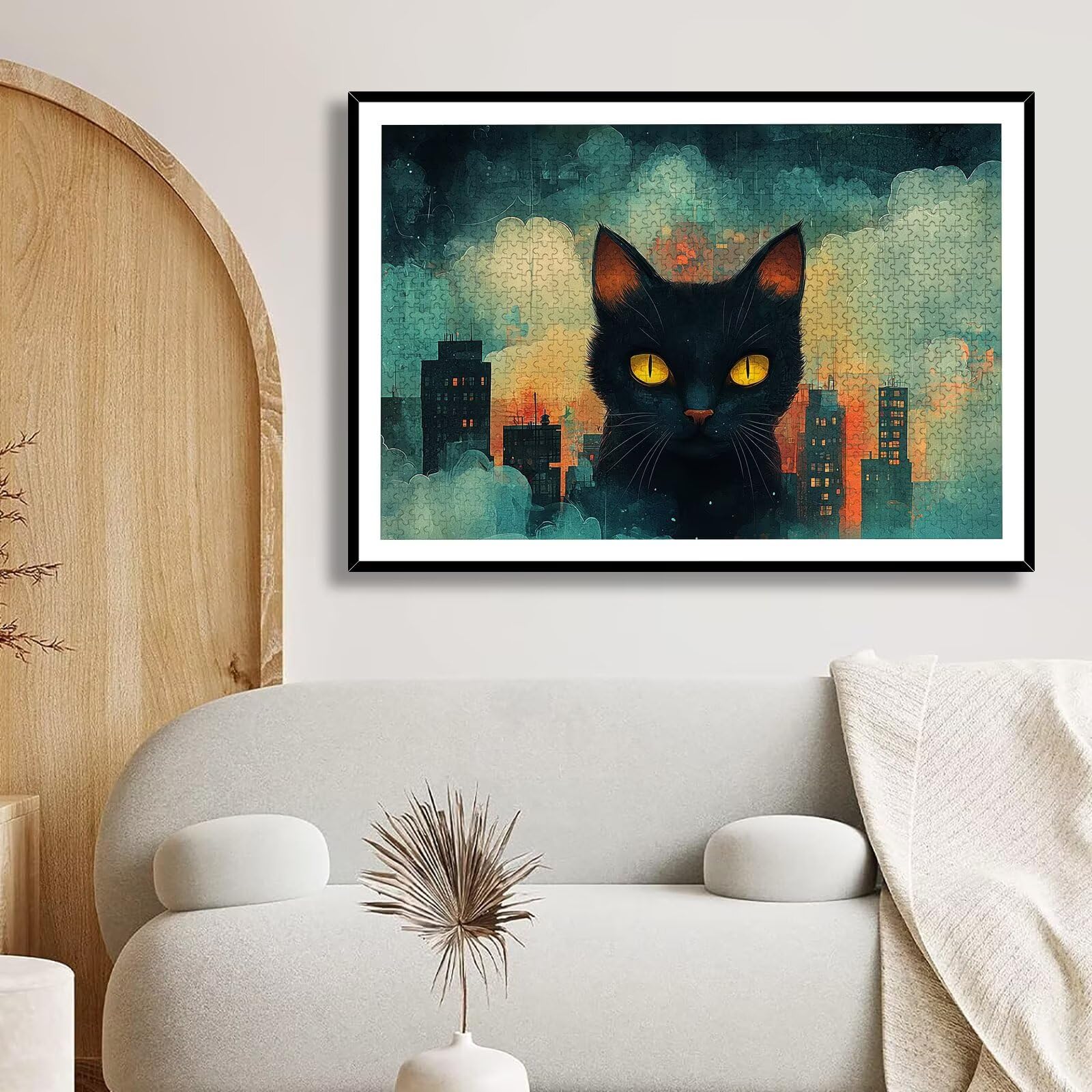 Puzzle 1500 Pièces Chat, Puzzle 1500 Pièces Adultes et Enfants, Puzzles Bois avec Une Boîte d'emballage Exquise, Jeu Éducatif Puzzles Ville, Decoration Maison, Cadeau Femme, Cadeau Homme, -7413